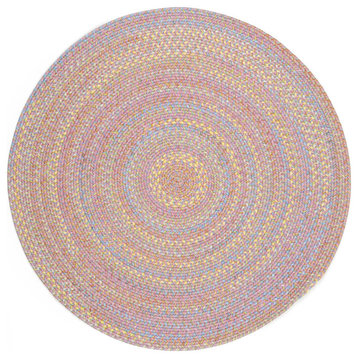 Hipster Kids and Playroom Braided Rug Pink Multi 4' Round