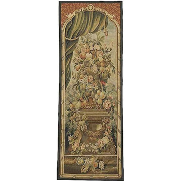 Tapestry Aubusson Fabric Draped Right in Arched Window 24x64 64x24