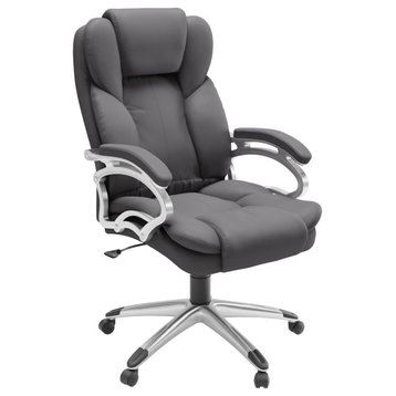 Executive Office Chair in Steel Grey Leatherette
