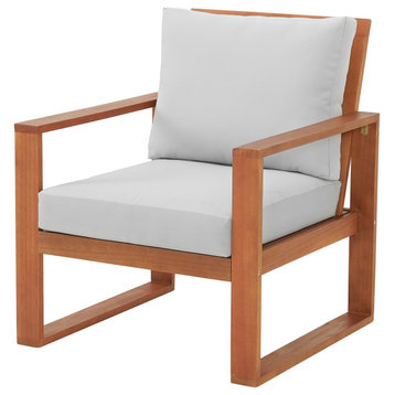 Grafton Eucalyptus Wood Outdoor Chair With Gray Cushions