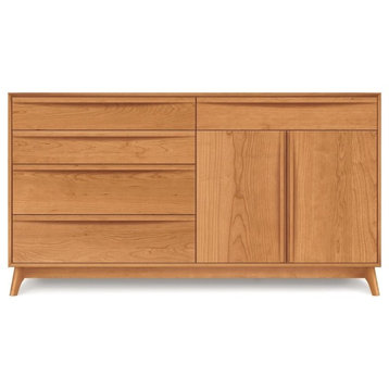 Copeland Catalina 4 Drawers Left, 1 Drawer Over 2 Doors Right Dresser, Natural Cherry