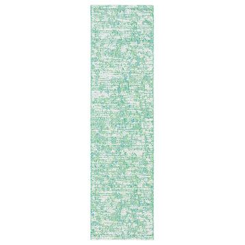Safavieh Courtyard Collection CY8452 Indoor-Outdoor Rug, Green Blue/Ivory, 2' 3"x8'
