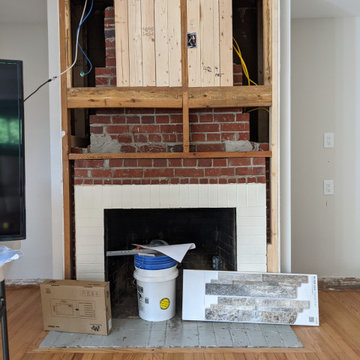 Stacked Stone Fireplace