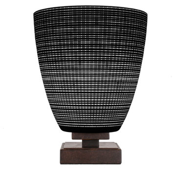 Luna Table Lamp, Dark Granite, 8" Black Matrix Glass