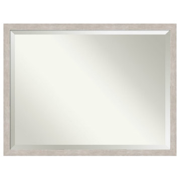 Marred Silver Beveled Wood Wall Mirror 42.5 x 32.5 in.