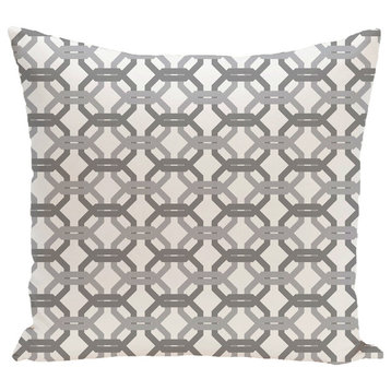 We'Re All Connected Geometric Print Pillow, Classic Gray, 26"x26"