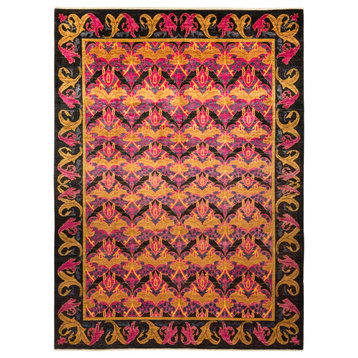 Arts and Crafts, Hand-Knotted Area Rug, 9'1"x12'4", Black