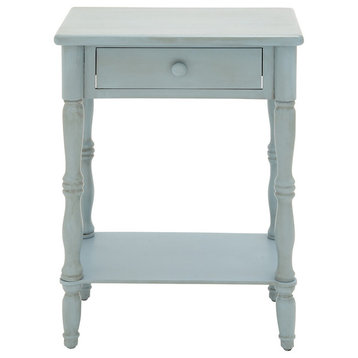 Urban Designs Laurie 31" Weathered Wooden Nightstand With Drawer, Baby Blue