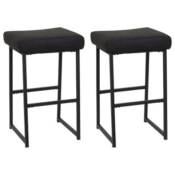 Milo Backless Black Faux Leather Counter Barstools - Set of 2