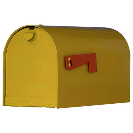 Mid Modern Rigby Curbside Mailbox, Yellow