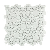 11"x11" Quarry Porcelain Mosaic Tiles, Set of 10, White Gloss