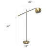 Elegant Designs Matte Black Pivot Arm Floor Lamp, Antique Brass