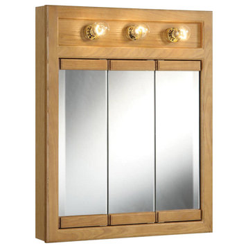 Design House 530592 Richland 24" Framed Triple Door Mirrored - Nutmeg Oak