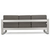 GDF Studio Crested Bay Outdoor Aluminum Loveseat Sofa with Tray