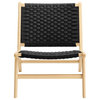 Modway Saoirse Woven Rope & Wood Accent Lounge Chair in Natural and Black