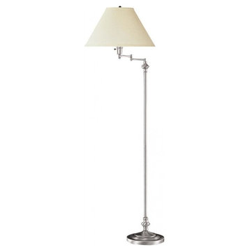 3 Way Swing Arm Floor Lamp, Brushed Steel,6.00"
