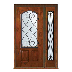 Prehung Sidelite Door 80 Wood Alder Charleston Arch Lite - Front Doors