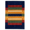 EORC Navy Hand Knotted Wool Gabbeh Rug 6' x 9'
