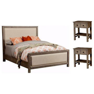Home Square 3-Piece Set with Classic Queen Bed & 2 Nightstands