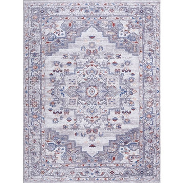 Modern Area Rug, Machine Washable With Unique Pattern, Gray/7'10" X 10'