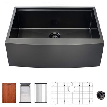Matte Black Stainless Steel 33 in. Single Bowl Farmhouse Apron Kitchen Sink with