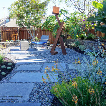 Succulents, Sculpture and Stone Replace the Lawn in San Rafael