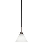 Toltec Lighting - Paramount Mini Pendant, Matte Black & Brushed Nickel, 7" White Muslin - Enhance your space with the Paramount 1-Light Mini Pendant. Installation is a breeze - simply connect it to a 120 volt power supply and enjoy. Achieve the perfect ambiance with its dimmable lighting feature (dimmer not included). This pendant is energy-efficient and LED-compatible, providing you with long-lasting illumination. It offers versatile lighting options, as it is compatible with standard medium base bulbs. The pendant's streamlined design, along with its durable glass shade, ensures even and delightful diffusion of light. Choose from multiple finish, color, and glass size variations to find the perfect match for your decor.