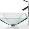 Kraus C-GVS-901-19mm-1002SN Clear Aquamarine Glass Vessel Sink and Sheven Faucet