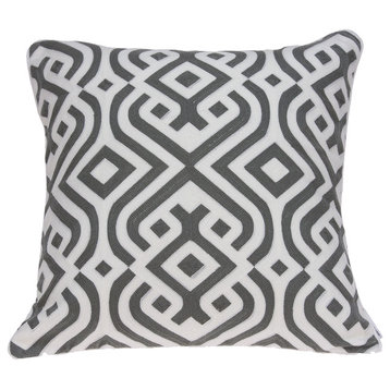 Vega Traditional Gray and White Pillow Cover With Poly Insert