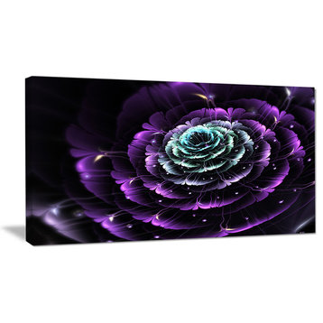 "Purple Blue Fractal Flower Digital Art" Large Canvas Print, 32"x16"