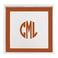 Monogram Wood Tray Designer White Circle Font - Serving Trays