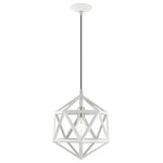 Livex Lighting - Livex Lighting White 1-Light Mini Pendant - You don't have to be a whiz in math class to see that our Geometric mini pendant has all the angles. The caged design is up-to-the-minute modern, while the white finish gives it that contemporary feel.