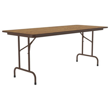 UrbanPro 30"W x 72"D Metal & Wood Folding Table in Medium Oak/Wishbone