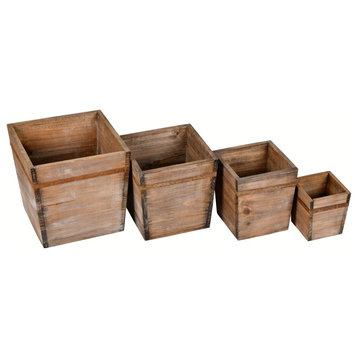 Wooden Box Set , Brown, 4"-6"-7"-8"