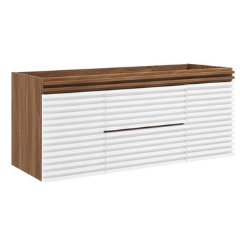Render 48" Wall-Mount Bathroom Vanity Cabinet, White Walnut