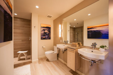 Inspiration for a modern bathroom remodel in Boston