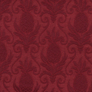 Burgundy Pineapples Woven Matelasse Upholstery Grade Fabric By The Yard