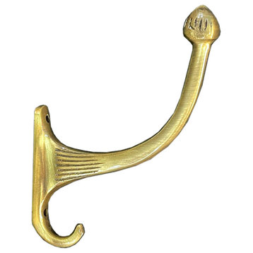 Brass Victorian Single Hook, Polished Brass Lacquered