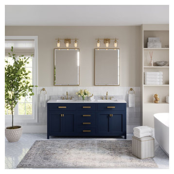 The Savoy Bathroom Vanity, Monarch Blue, 72", Double, Without Mirror, Freestanding