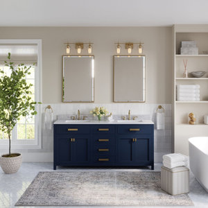 The Savoy Bathroom Vanity, Double Sink, 72", Monarch Blue, Freestanding