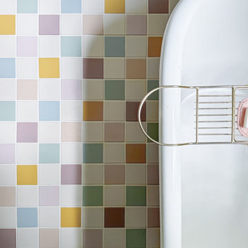 Gray Benko: Colorful Checkerboard Bathroom