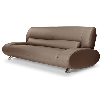 Modern Aspen Brown Microfiber Leather Sofa