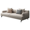 Square Arm Upholstered Fabric Straight Sofa, Beige, 66.1"