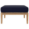 Modway Clearwater Teak Wood and Fabric Outdoor Ottoman in Gray/Navy