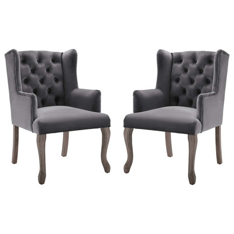 Realm Armchair Performance Velvet Set of 2, Gray