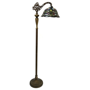 Bertram Tiffany-Style 1 Light Victorian Reading Floor Lamp 12" Shade