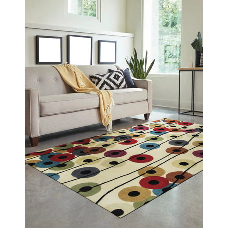 MIX Transitional Stripe Modern Tufted Area Rug