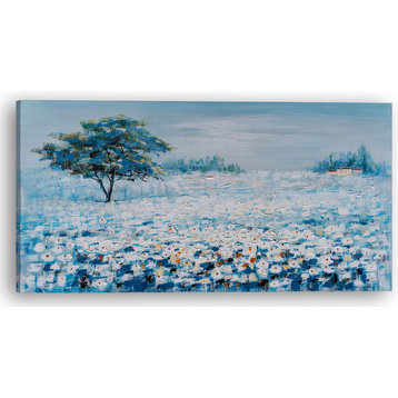 "A Blue Flower Field I" Hand Painted Canvas Artwork; Fine Art; Modern