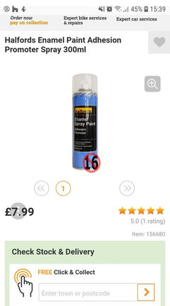 Halfords Enamel Spray Paint Matt White 300ml