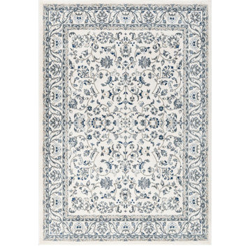 Tessie Traditional Floral Cream Rectangle Area Rug, 5'x7'